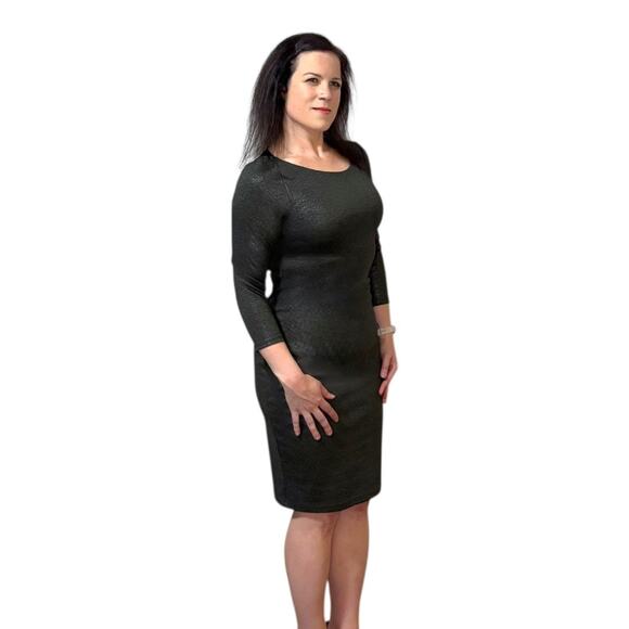 Alice & Olivia Cocktail Dress - Gray/Silver Shimmer with Sheer Back - Size 8 - Picture 6 of 16